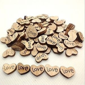 🧁 3/$30 Tiny Wooden Love Hearts Craft Material NEW